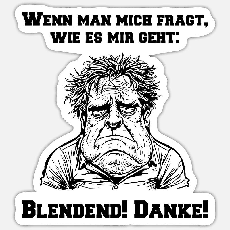 Erschöpfter Mann - Sticker Größe S (10 x 10 cm) - Mattweiß
