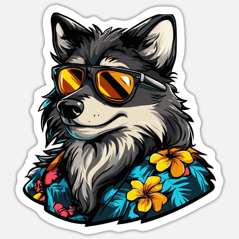 Wolf Comic Cool Sommer Sticker Größe S (10 x 10 cm)