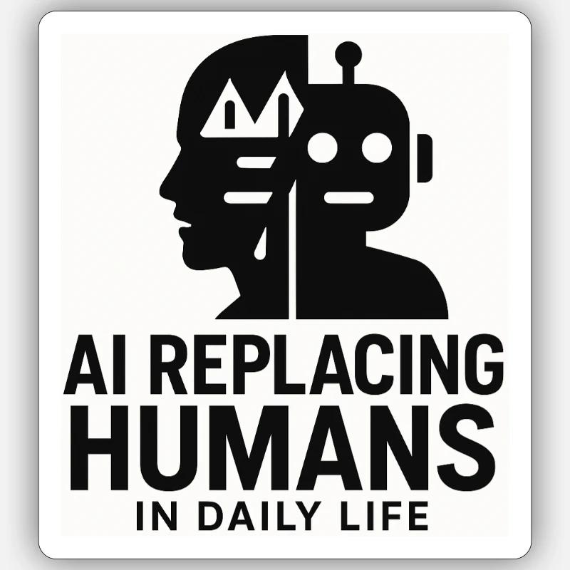 IA vs Humans2 - Sticker taille S (10 x 10 cm) - blanc mat