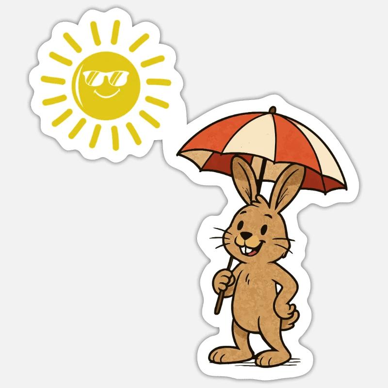 Lapin Soleil - Sticker taille S (10 x 10 cm) - blanc mat