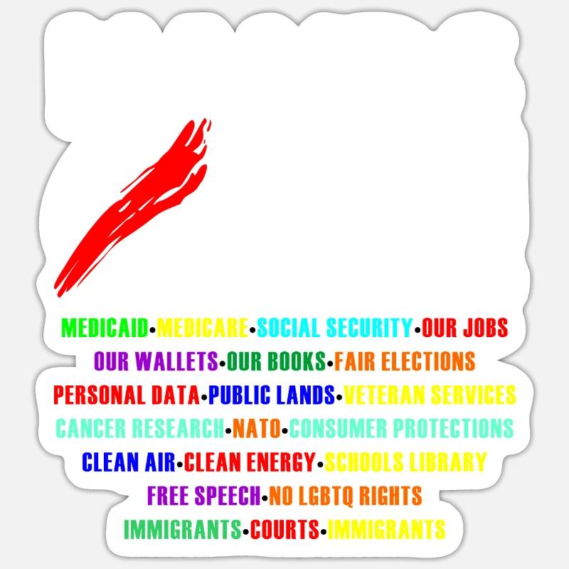 Hands Off Protest Statement Design Sticker taille S (10 x 10 cm)