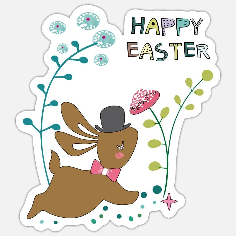 Happy Easter - Sticker Größe S (10 x 10 cm) - Mattweiß