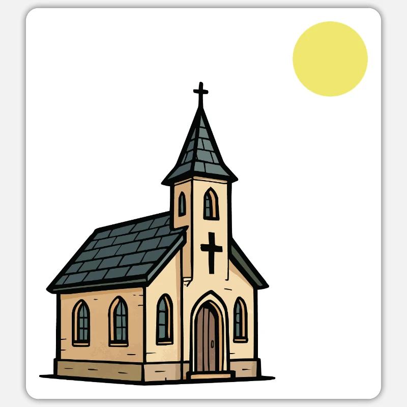 kirche - Sticker Größe S (10 x 10 cm) - Mattweiß