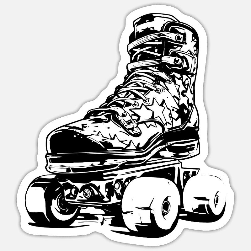 Roller Skates - Sticker Größe S (10 x 10 cm) - Mattweiß