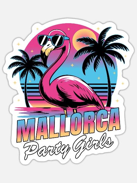 Mallorca Party Girls Malle Mädels Sommer Trip - Sticker Größe S (10 x 10 cm) - Mattweiß