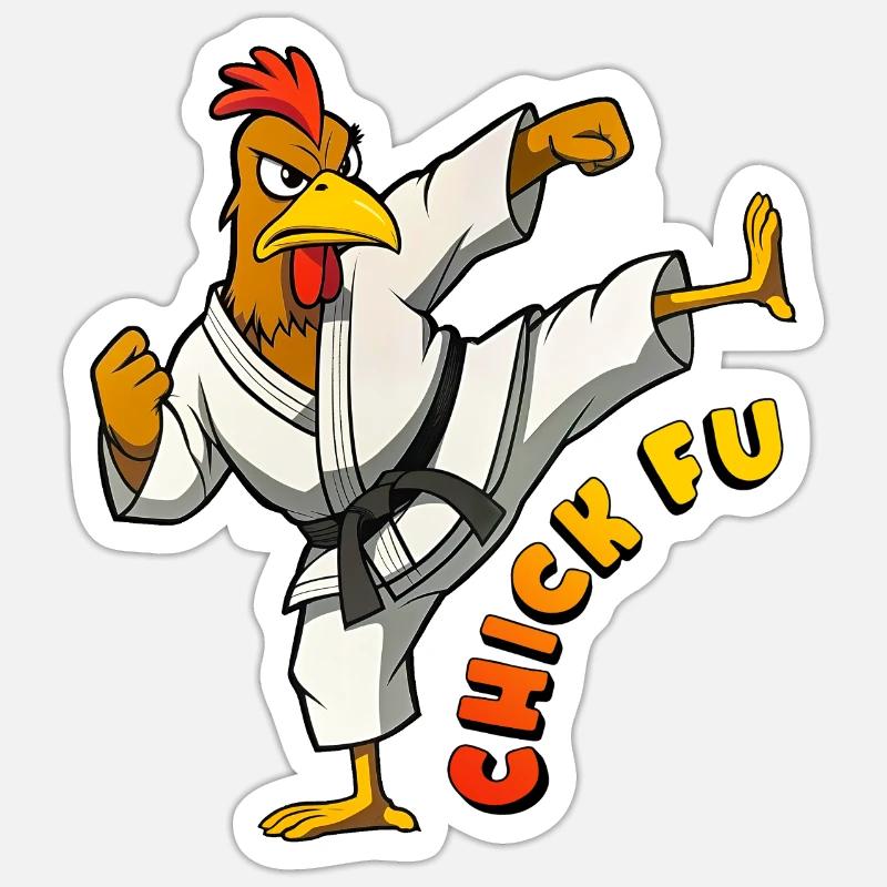 Poussin Fu - Sticker taille S (10 x 10 cm) - blanc mat