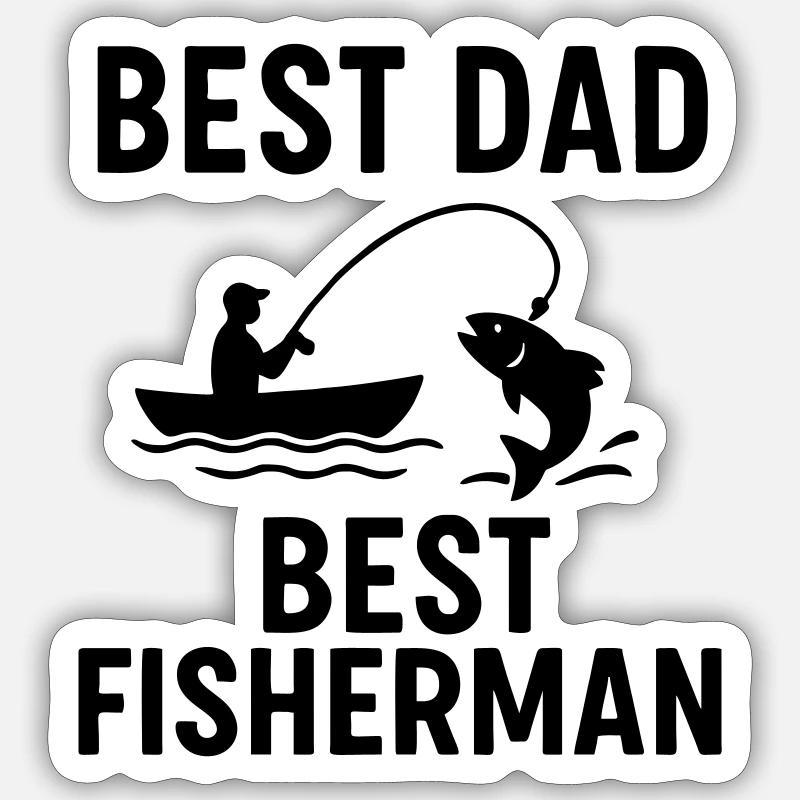 Bester Papa bester Angler Angler Vatertag - Sticker Größe S (10 x 10 cm) - Mattweiß