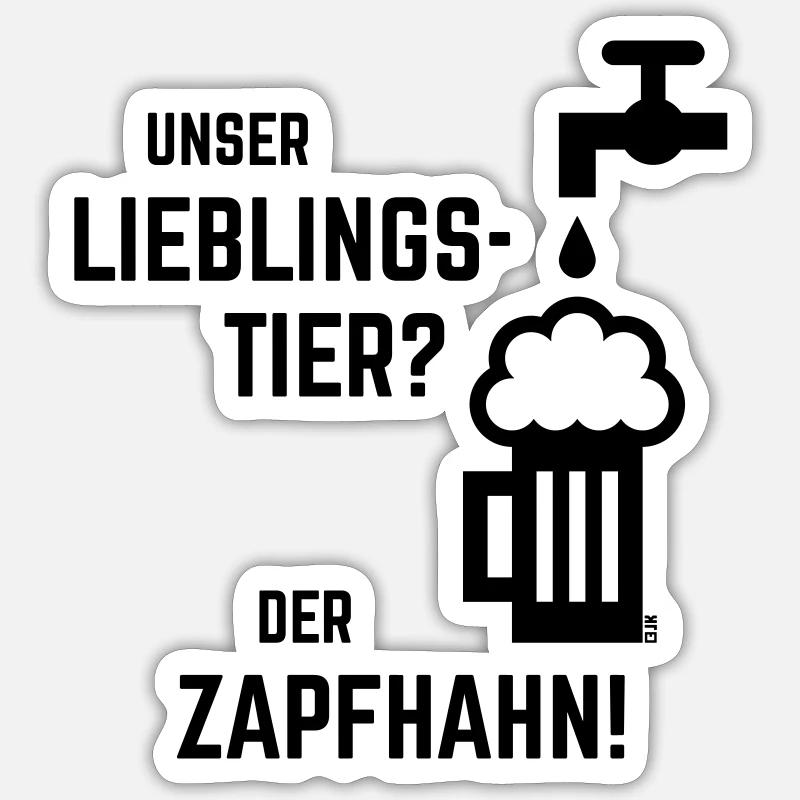 Unser Lieblingstier? Der Zapfhahn! (Bier / Black) - Sticker Größe S (10 x 10 cm) - Mattweiß