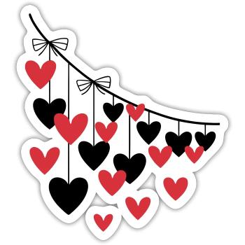 Heart Garland Many Hearts - Sticker size S (10 x 10 cm) - white matte - Front