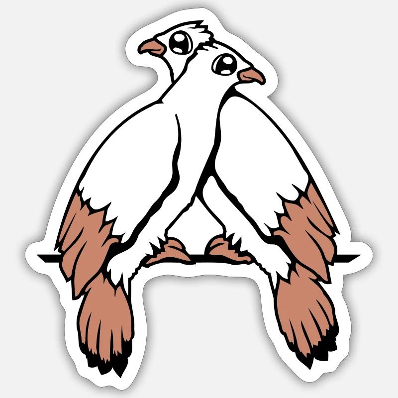2 Doves Birds Two Friends Sat Cable Pair Sticker size S (10 x 10 cm)