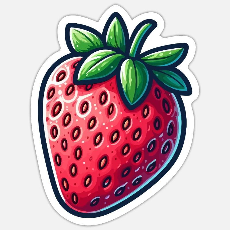 Fraise fruit - Sticker taille S (10 x 10 cm) - blanc mat