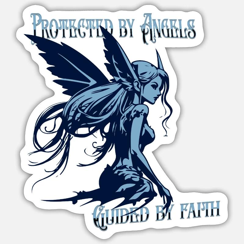 Engel beschützen mich – Glaubensspruch Design Sticker Größe S (10 x 10 cm)