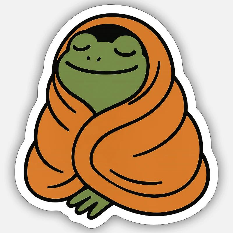 Grenouille douillette - Sticker taille S (10 x 10 cm) - blanc mat