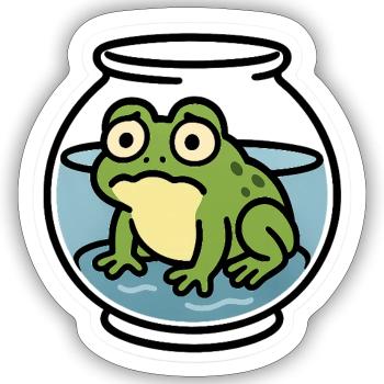 Frog in a Bowl - Sticker size S (10 x 10 cm) - white matte - Front
