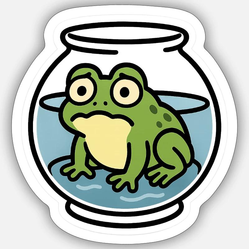 Frosch in der Schüssel Sticker Größe S (10 x 10 cm)