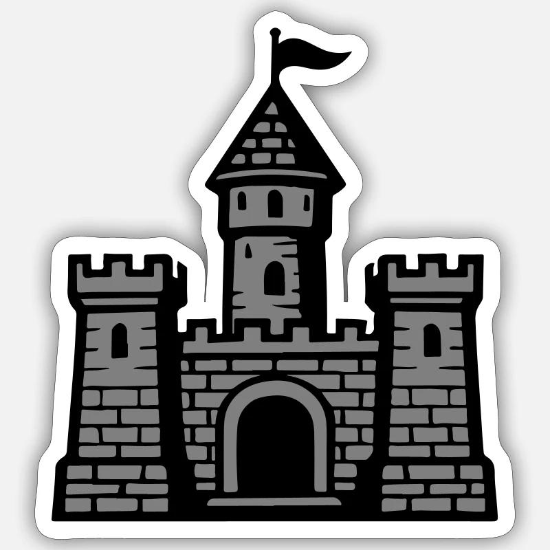 Burg Symbol Steinmauer Sticker Größe S (10 x 10 cm)