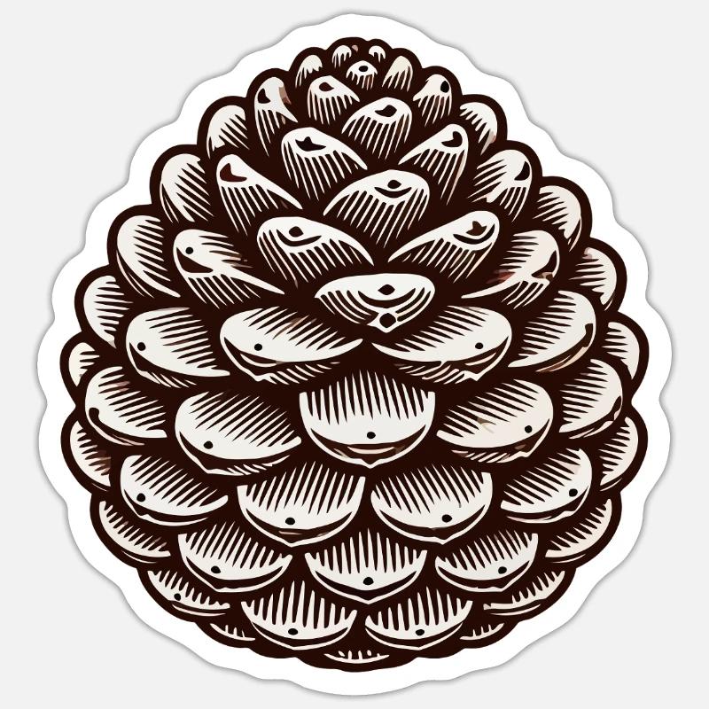 Pine cone - Sticker size S (10 x 10 cm) - white matte