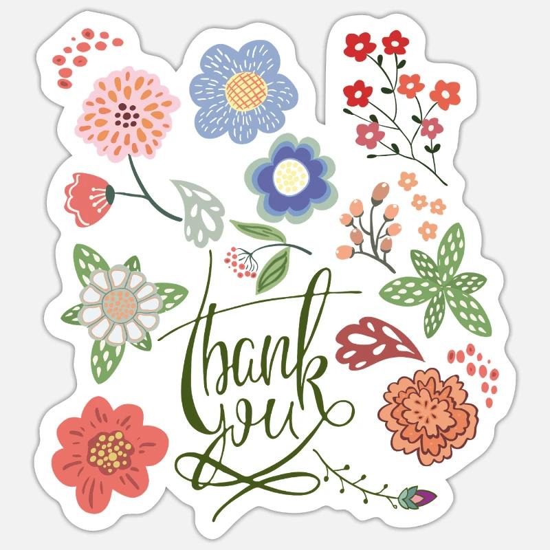 Merci Fleurs d’été - Sticker taille S (10 x 10 cm) - blanc mat
