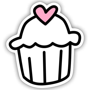 Muffin Illustration - Sticker Größe S (10 x 10 cm) - Mattweiß - Vorne