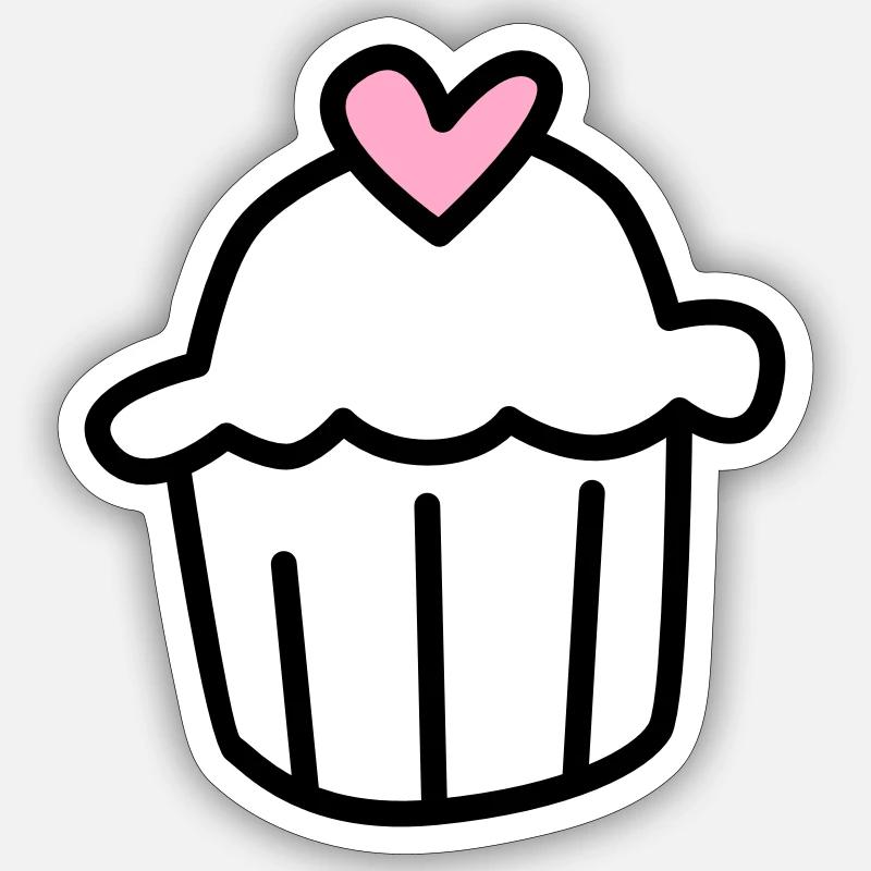Muffin Illustration - Sticker Größe S (10 x 10 cm) - Mattweiß