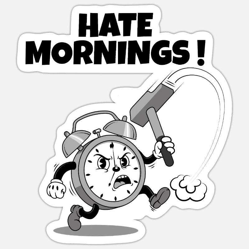 Hate Mornings Sticker taille S (10 x 10 cm)
