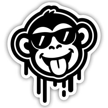 Affe Cool Lustig - Sticker Größe S (10 x 10 cm) - Mattweiß - Vorne