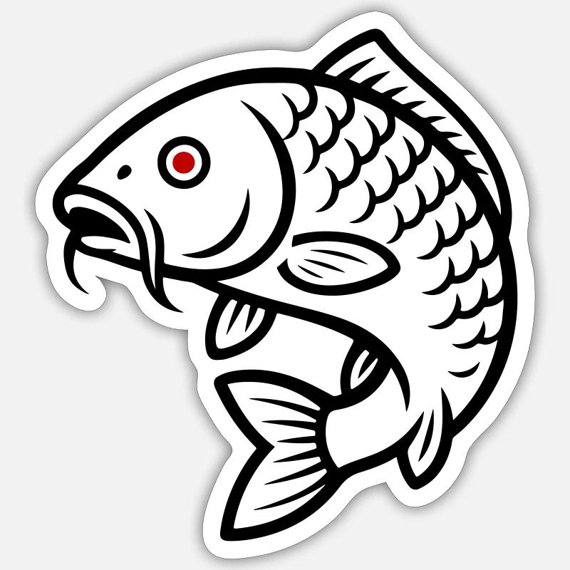 Carp Fish - Sticker size S (10 x 10 cm) - white matte