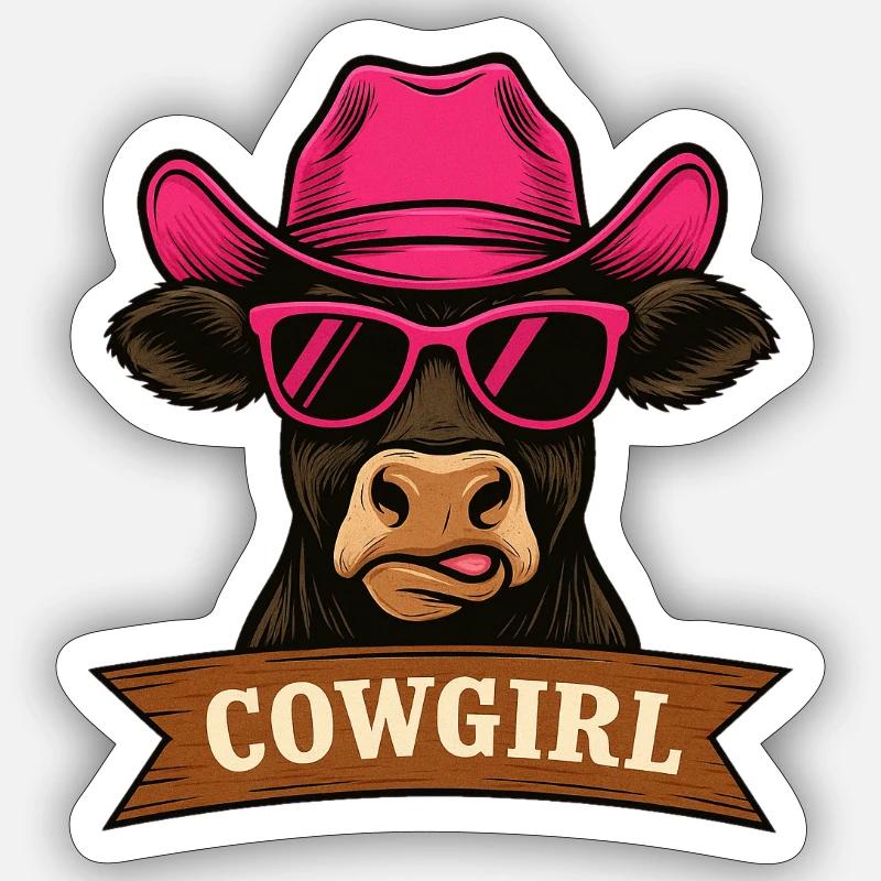 Fille Vache - Sticker taille S (10 x 10 cm) - blanc mat