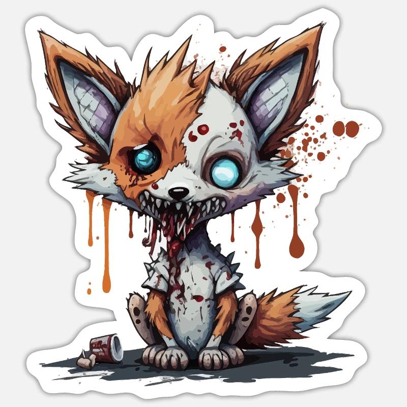 Zombie Fox - Sticker size S (10 x 10 cm) - white matte