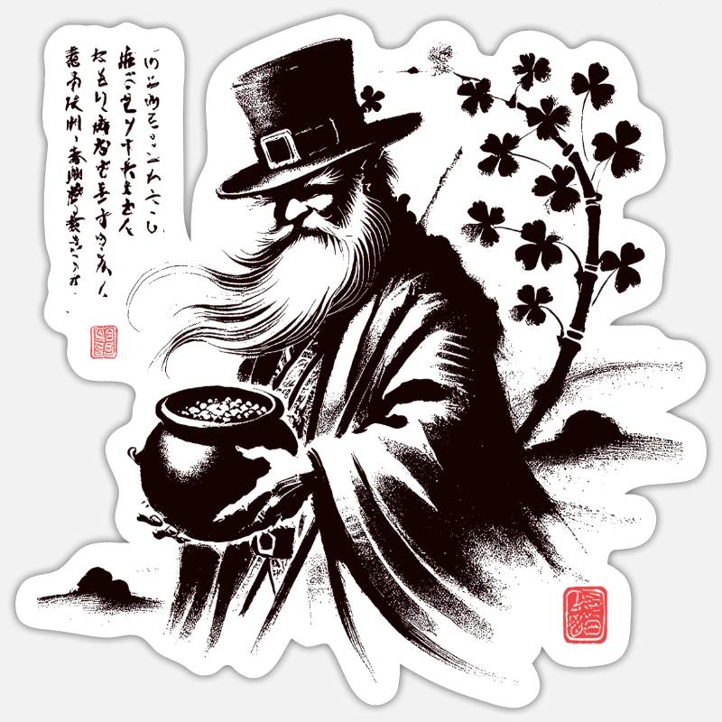 Mystischer Wind Samurai Kunst Sticker Größe S (10 x 10 cm)