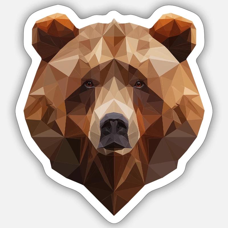 Ours brun | Conception de logo d’art low poly Sticker taille S (10 x 10 cm)