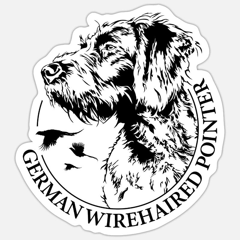 German Wirehaired Pointer Jagdhunde Wilsigns - Sticker Größe S (10 x 10 cm) - Mattweiß