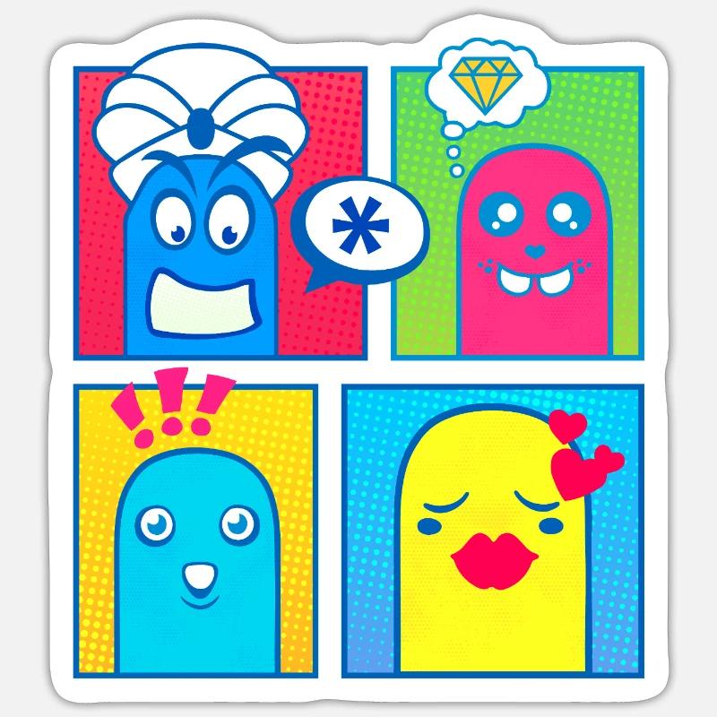 Small Creatures (Comic, Pop Art) - Sticker size S (10 x 10 cm) - white matte