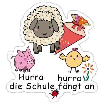 Hurra hurra Schule fängt an - Sticker Größe S (10 x 10 cm) - Mattweiß - Vorne