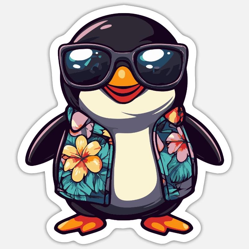 Pinguin Comic Urlaub - Sticker Größe S (10 x 10 cm) - Mattweiß