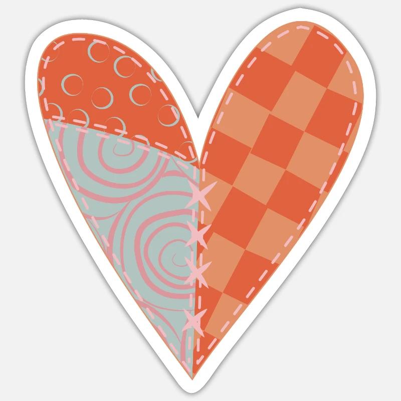 Patchwork Heart Nr 5 - Sticker size S (10 x 10 cm) - white matte