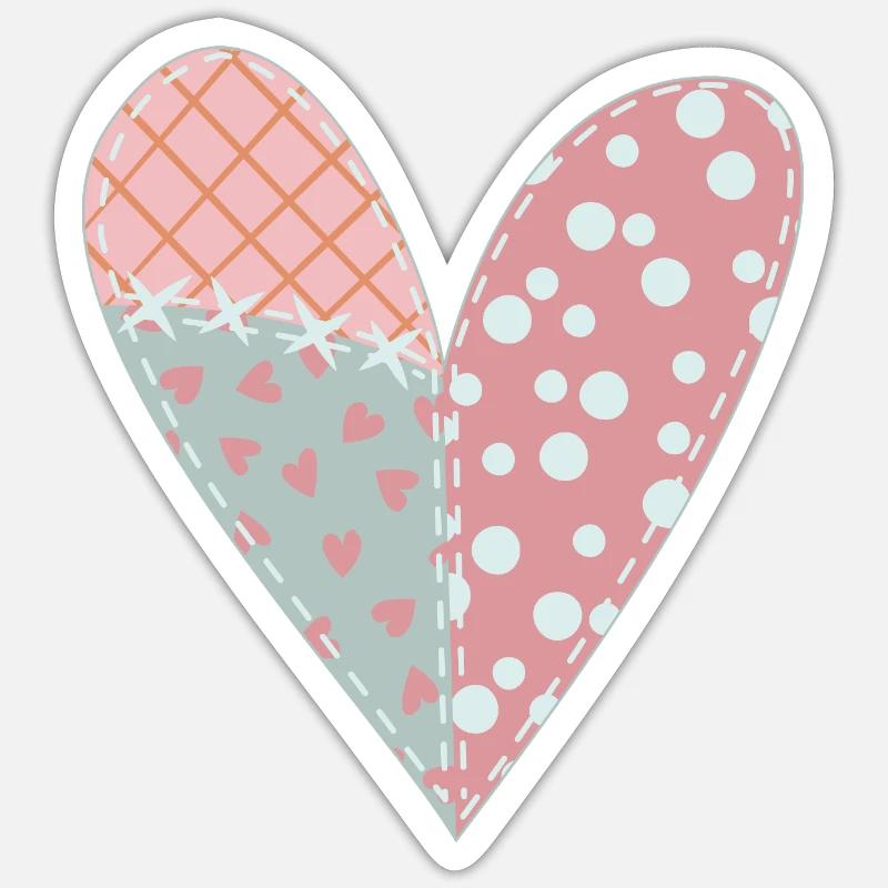 Coeur Patchwork No6 - Sticker taille S (10 x 10 cm) - blanc mat