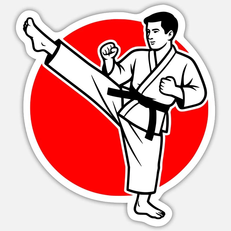 Karaté Mae-Geri - Sticker taille S (10 x 10 cm) - blanc mat