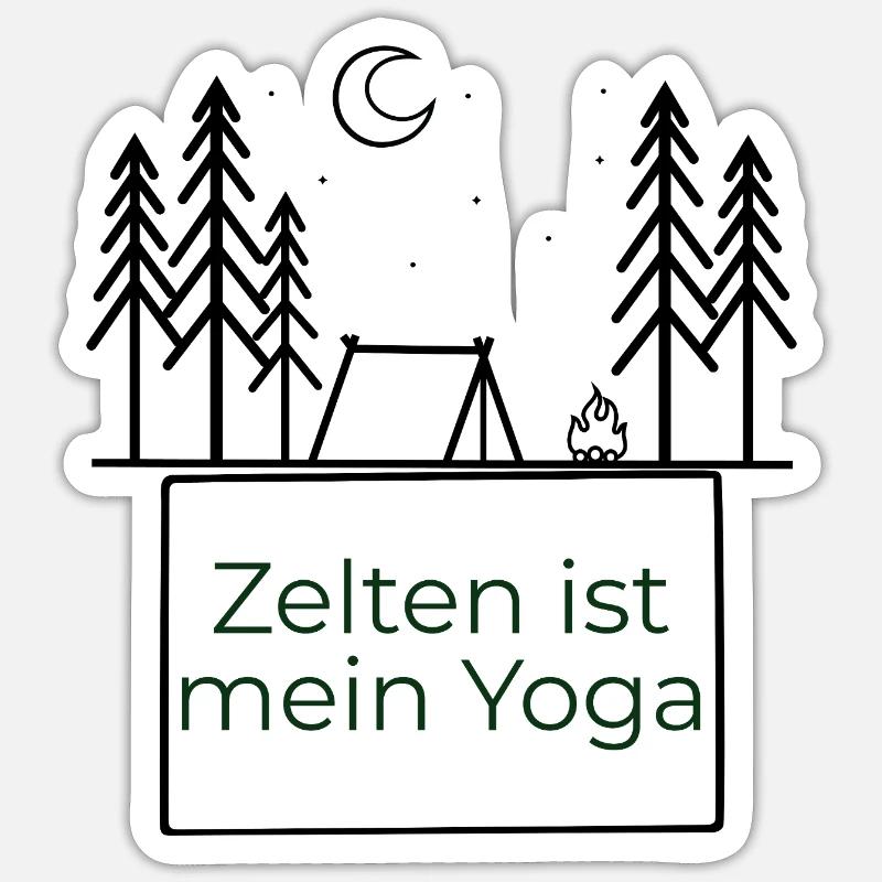 Le camping, c’est mon yoga - Sticker taille S (10 x 10 cm) - blanc mat