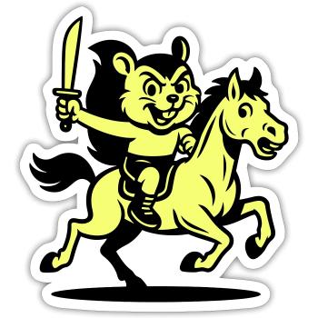 Cute Hero on Horse - Sticker Größe S (10 x 10 cm) - Mattweiß - Vorne