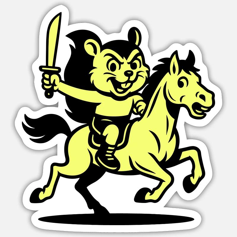 Héros mignon à cheval - Sticker taille S (10 x 10 cm) - blanc mat