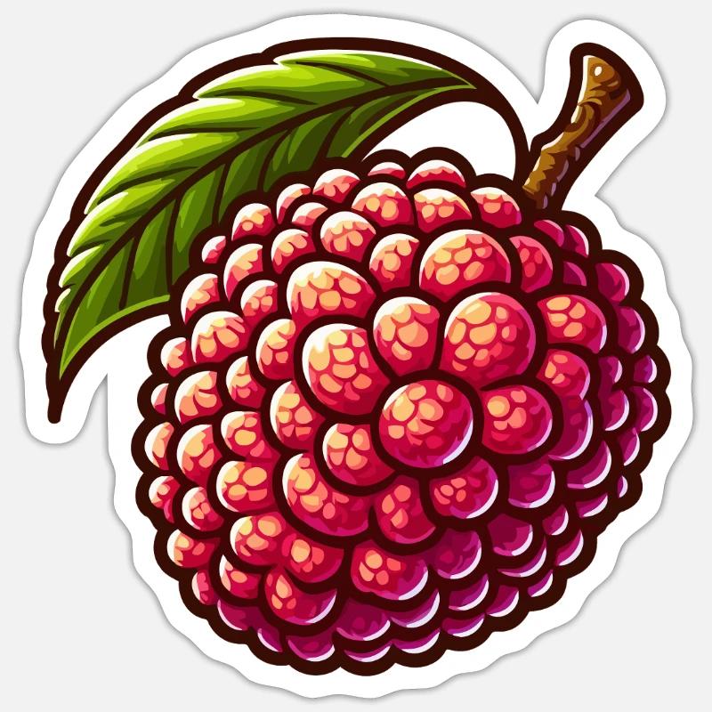 Lebendige Litschi im illustrativen Stil - Sticker Größe S (10 x 10 cm) - Mattweiß