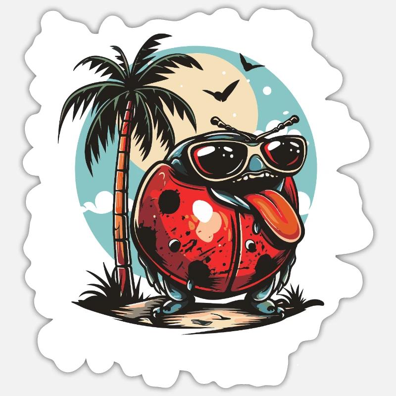 Vacances d’été Ladybug - Sticker taille S (10 x 10 cm) - blanc mat