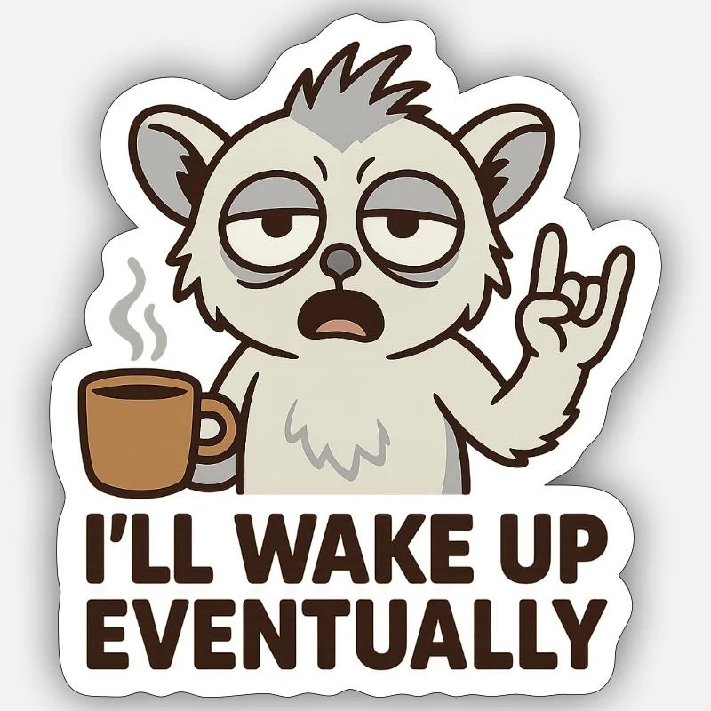 Morgenkaffee - Sticker Größe S (10 x 10 cm) - Mattweiß