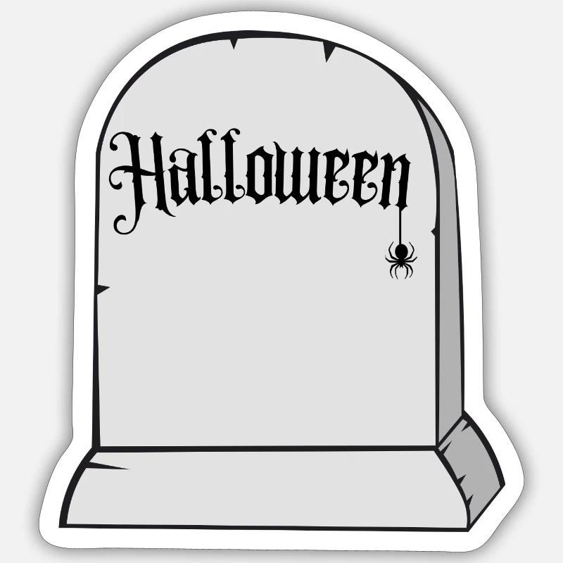 Halloween Grabstein Design - Sticker Größe S (10 x 10 cm) - Mattweiß
