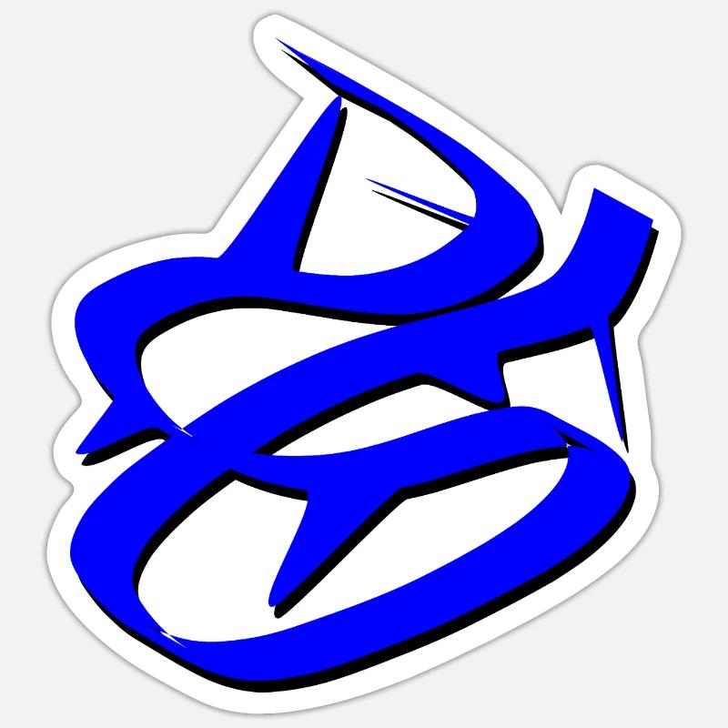 Dynamisches blaues Graffiti-Design Sticker Größe S (10 x 10 cm)