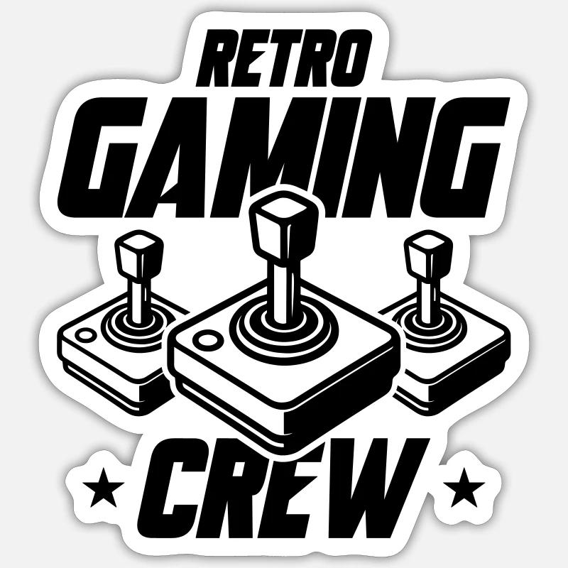 Retro Gaming Crew Gamer - Sticker Größe S (10 x 10 cm) - Mattweiß