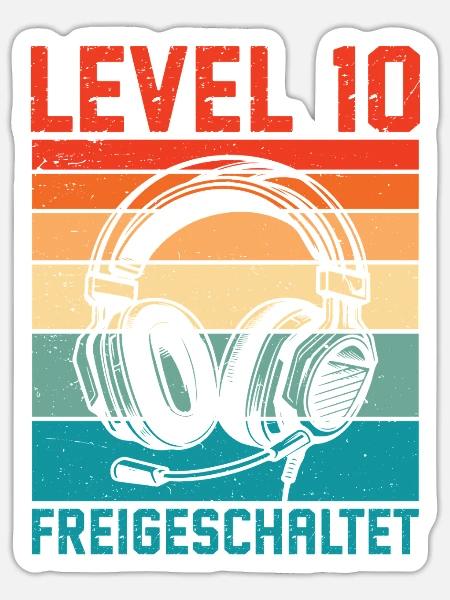 10. Geburtstag Jungen Gamer Level 10 Unlocked - Sticker Größe S (10 x 10 cm) - Mattweiß