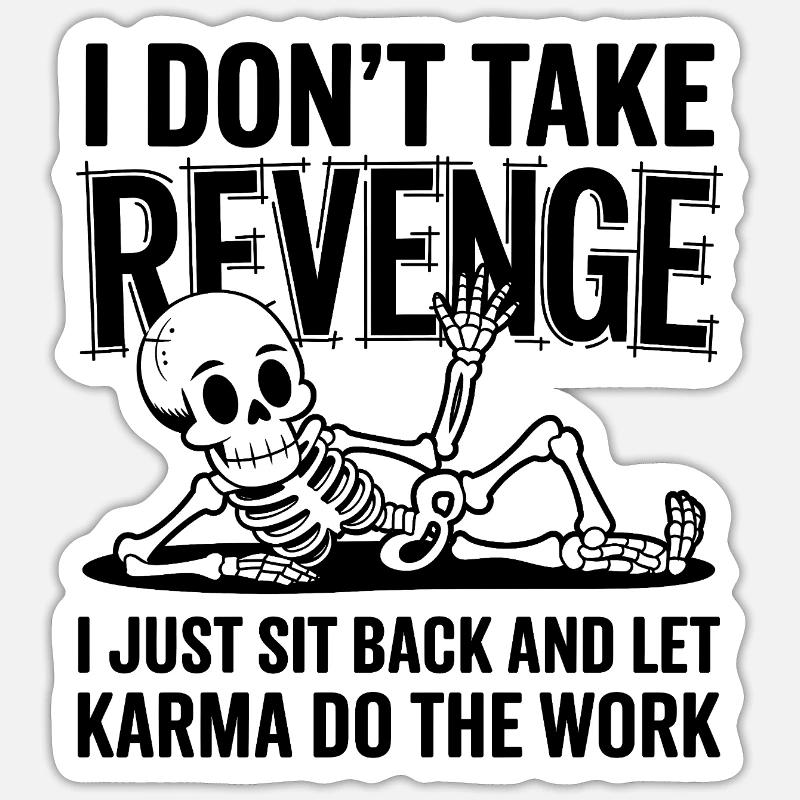 Drôle de squelette de karma - Sticker taille S (10 x 10 cm) - blanc mat