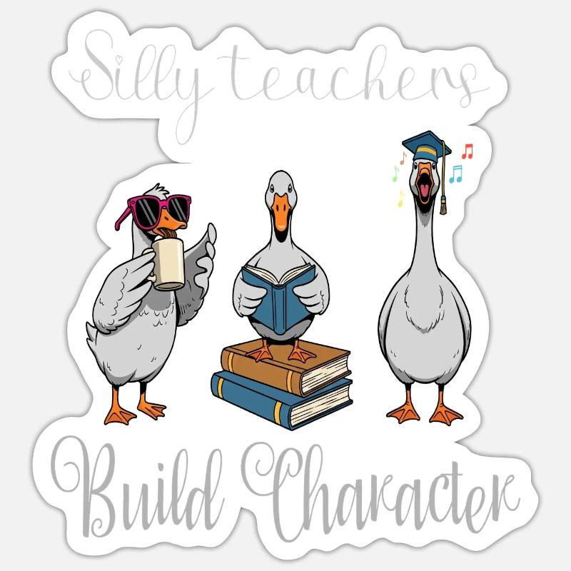 Pato Enseignant et Studieux - Sticker taille S (10 x 10 cm) - blanc mat
